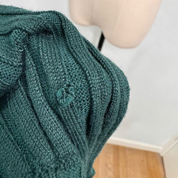 Lulu's Cozy Twist Seater Dress Green Twist Back Midi Stretchy Cocktail Size M - Picture 9 of 11